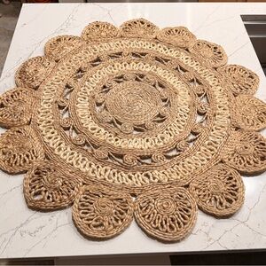 Round Bohemian Natural Woven Jute Rug 3Ft